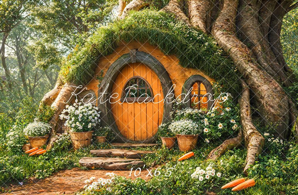 Kate Fairy Tree House Floral Fleece Backdrop Designed by Emetselch -UK