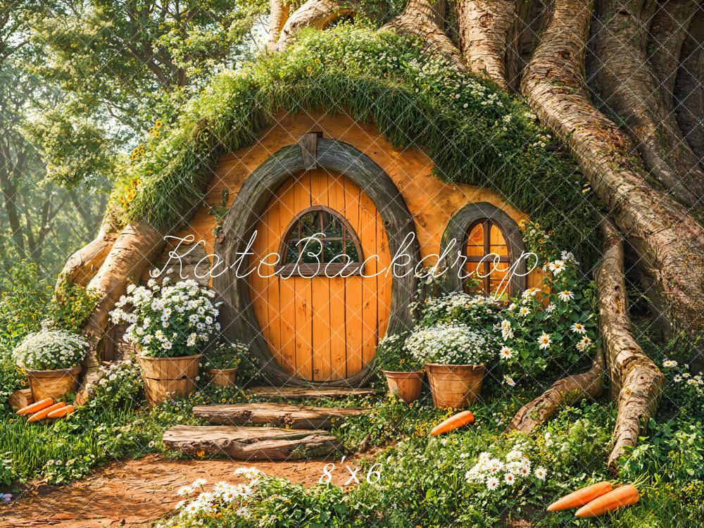 Kate Fairy Tree House Floral Fleece Backdrop Designed by Emetselch -UK