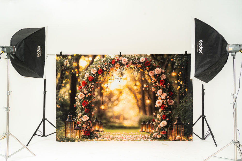 Kate Valentine Flower Arch Lantern Backdrop Designed by Emetselch -UK