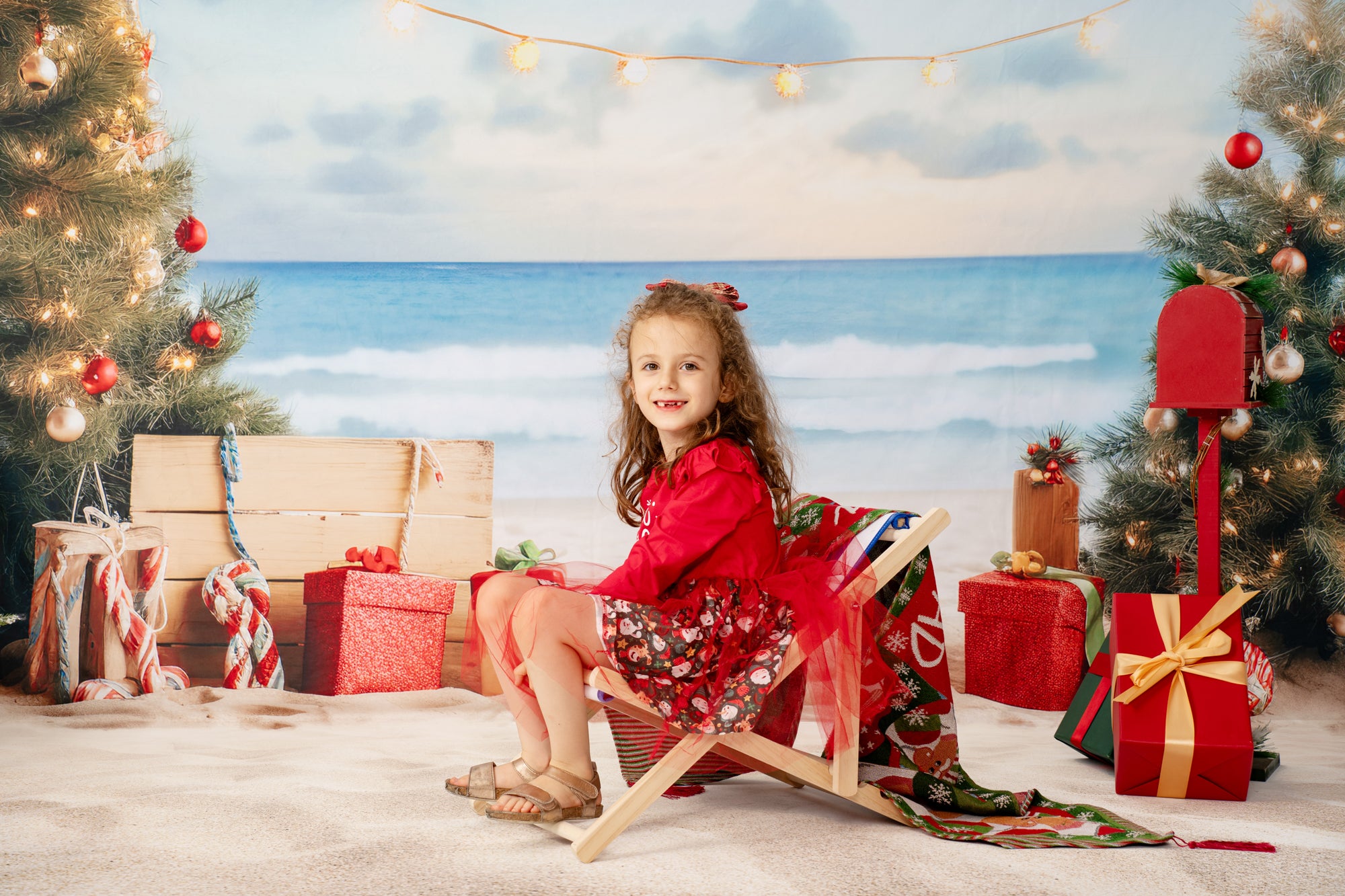 Kate Christmas Beach Sea Backdrop Designed by Chain Photography