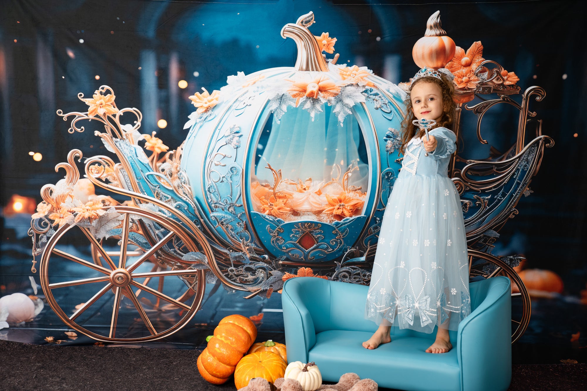 Kate Autumn Pumpkin Car Night Backdrop Designed by Chain Photography
