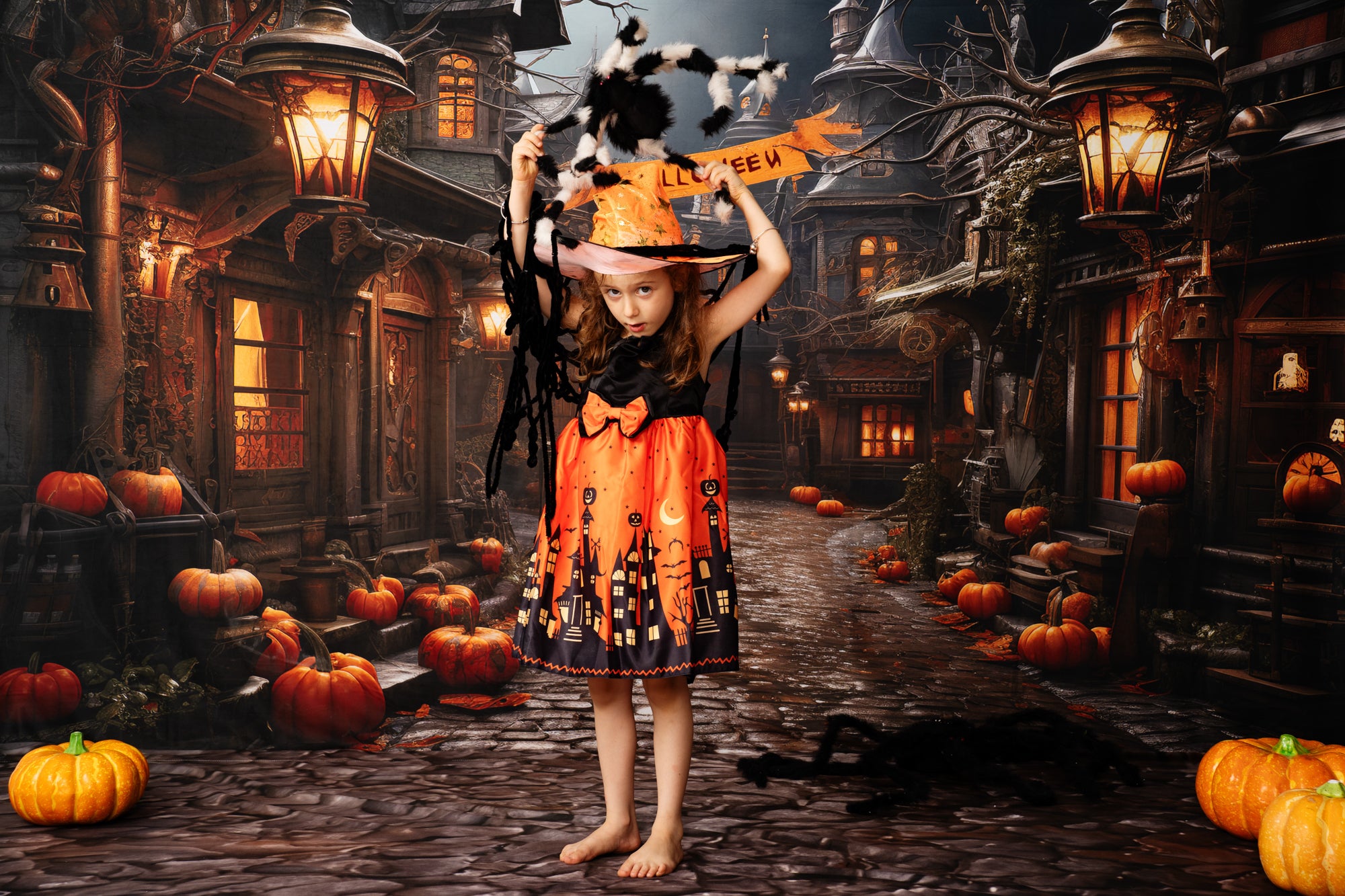 Kate Halloween Street Pumpkin Backdrop Designed by Emetselch