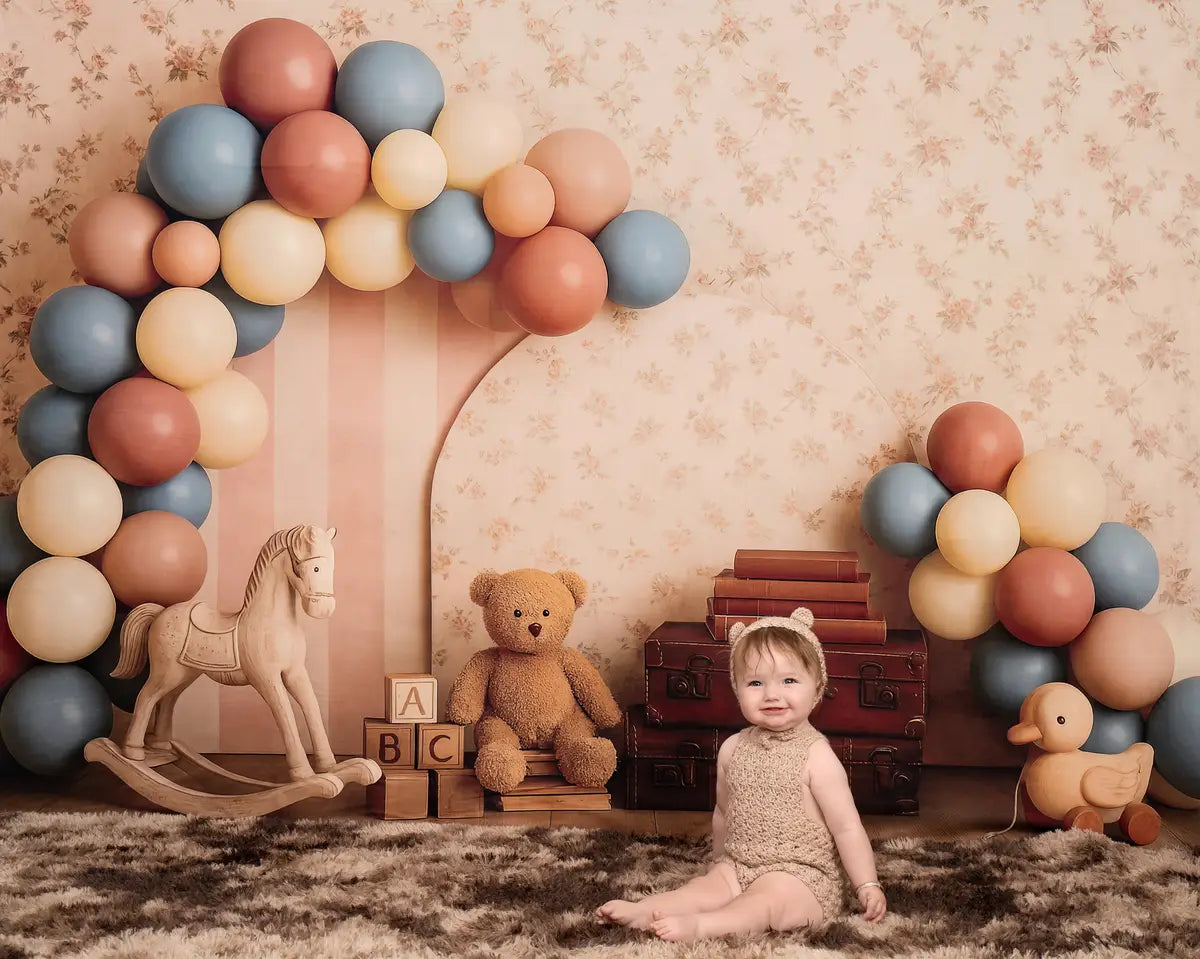 Kate Cake Smash Teddy Bear Balloon Backdrop Designed by Patty Robert