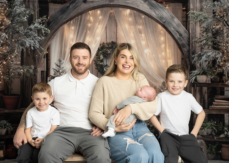 Kate Christmas Wooden Arch Fairy Lights Backdrop Designed by Ashley Paul