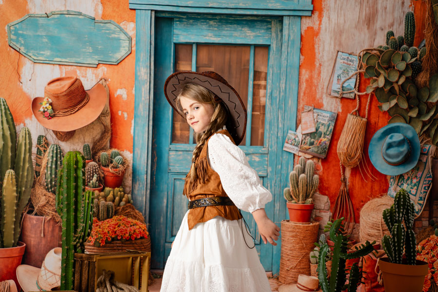 Kate Western Cowboy Desert Cactus Door Backdrop Designed by Emetselch