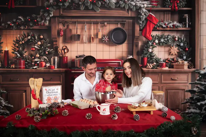 Kate Christmas Kitchen Cabinet Garland Backdrop Designed by Emetselch