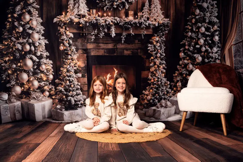 Kate Christmas Tree Fireplace Wood Wall Room Set -UK