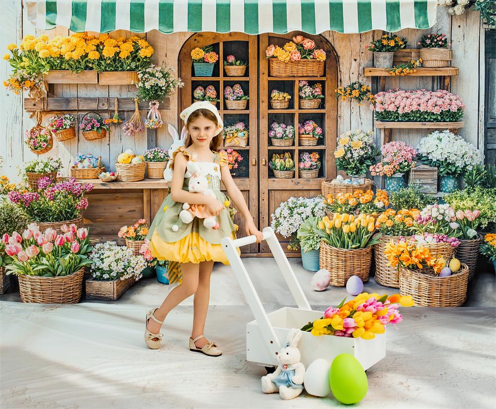 Kate Easter Bunny Flowers Market Stall Backdrop Designed by Emetselch