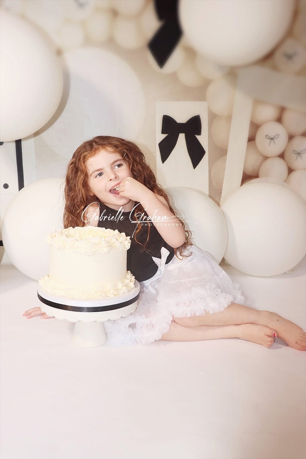 Kate Cake Smash Fashion Bow Black White Backdrop Designed by Patty Robert