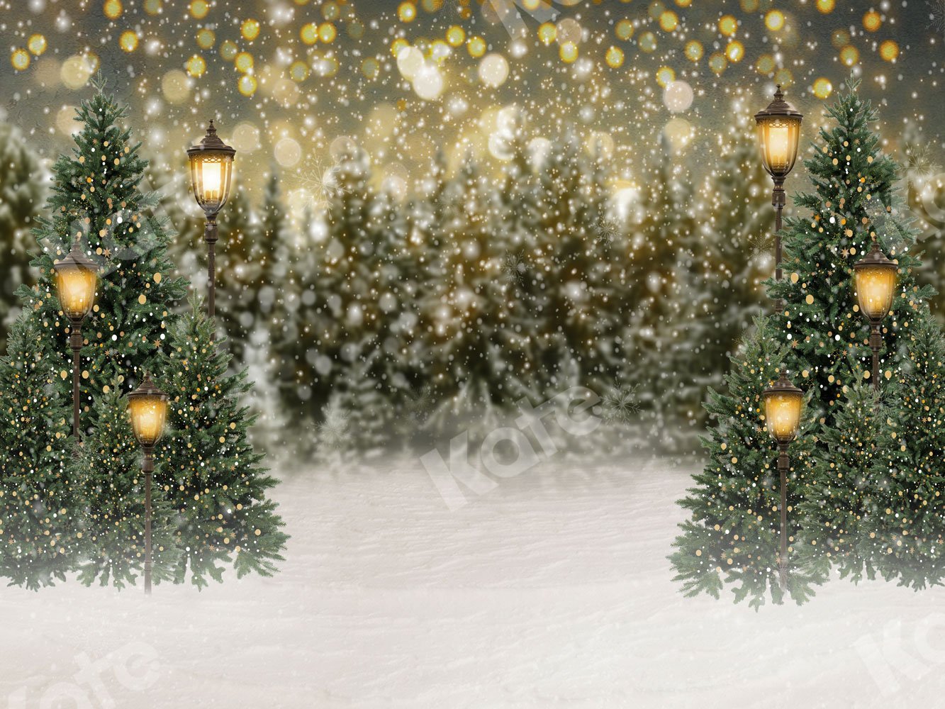Kate Christmas Snow Forest Lights Backdrop for UK address