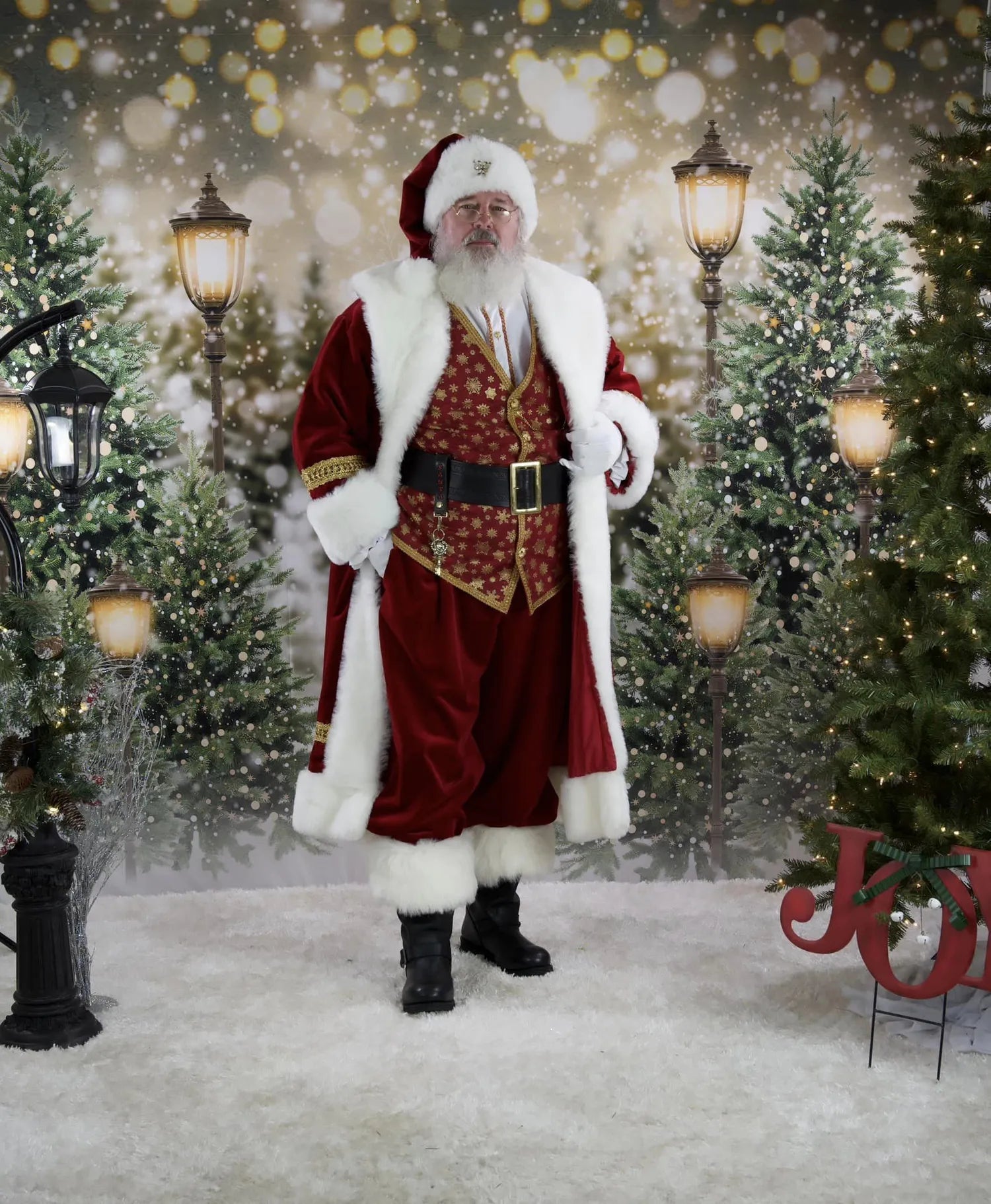 Kate Christmas Snow Forest Lights Fleece Backdrop for Photography -UK