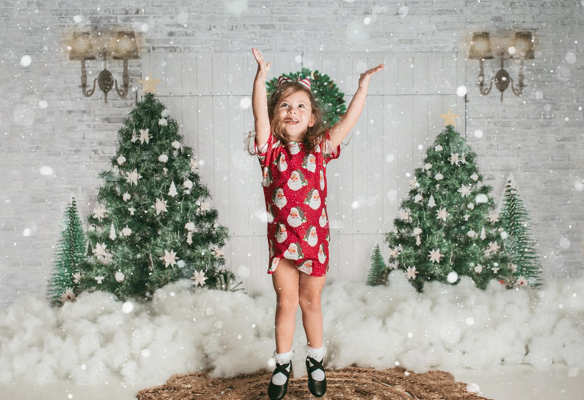 Kate Christmas Backdrop White Door Christmas Trees Designed by Emetselch
