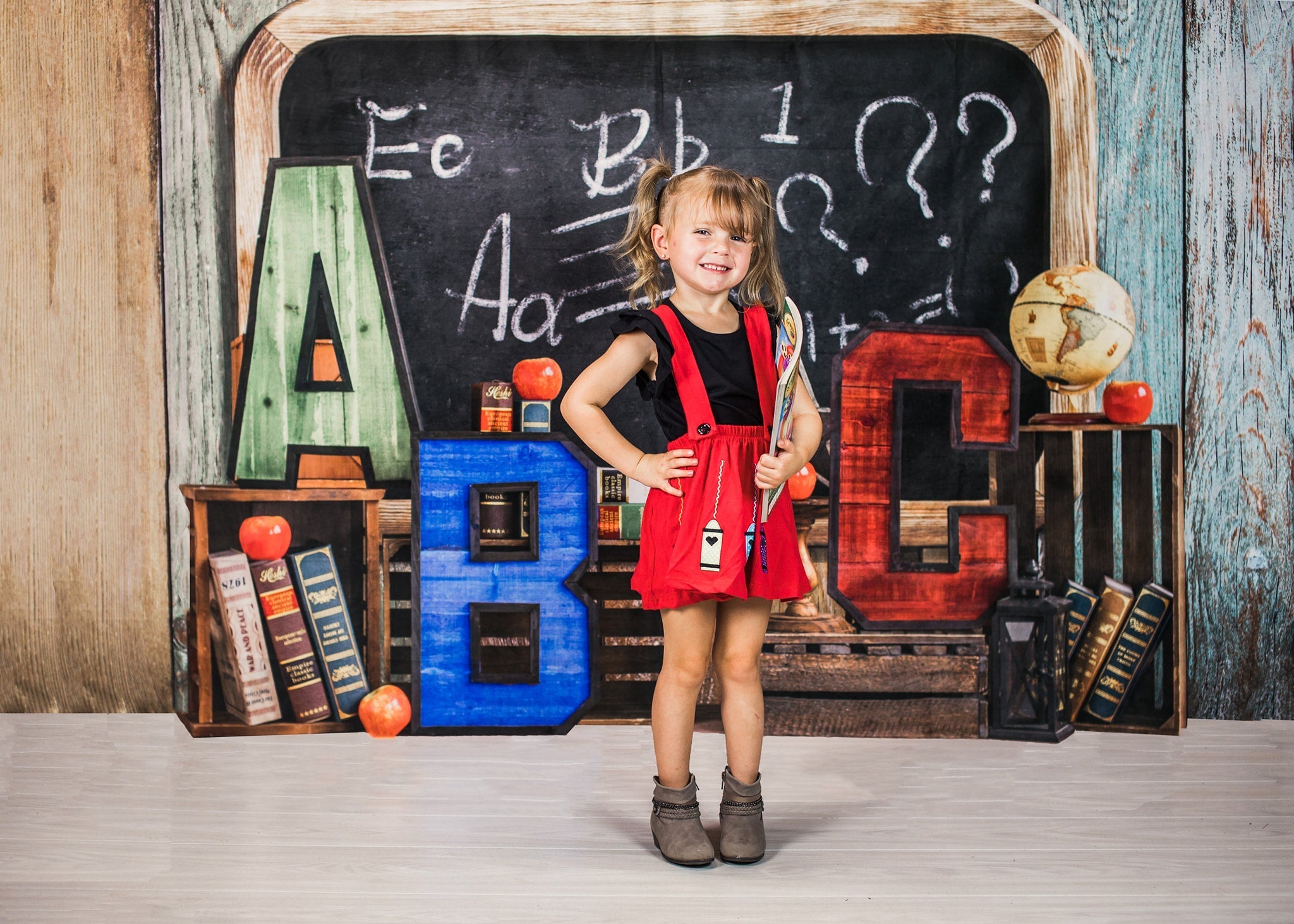 Kate Back to School Summer Blackboard Colorful ABC Fleece Backdrop