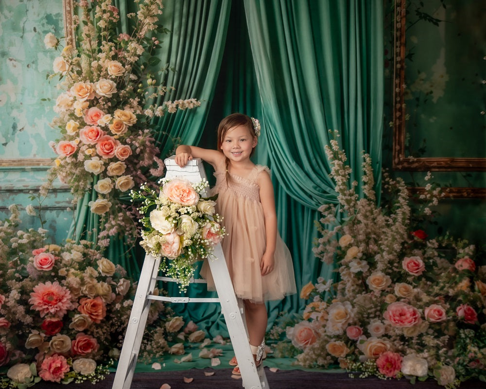 Kate Spring Flowers Green Curtain Wall Backdrop Designed by Emetselch -UK