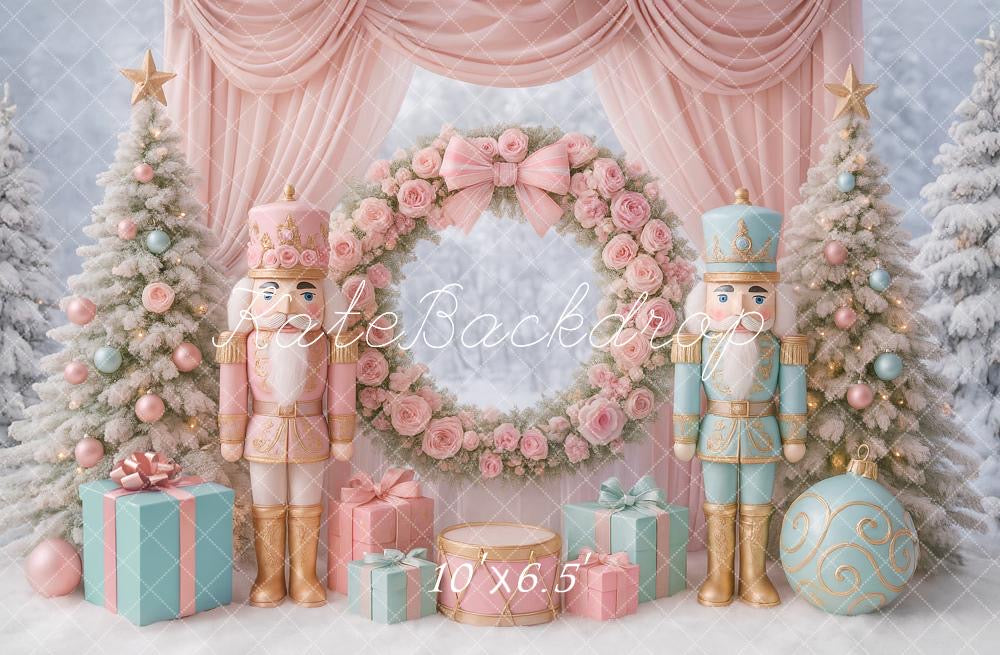 Kate Christmas Tree Nutcracker Wreath Curtains Backdrop Designed by Ashley Paul -UK