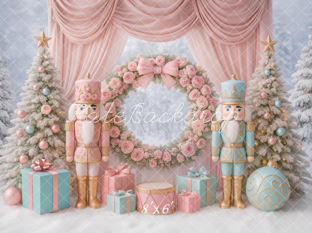 Kate Christmas Tree Nutcracker Wreath Curtains Backdrop Designed by Ashley Paul -UK