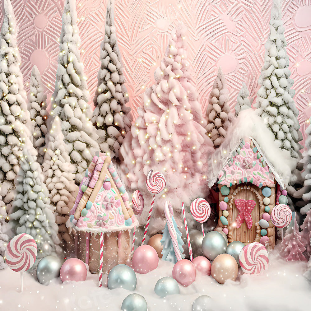 Kate Christmas Tree House Wonderland Backdrop for Photography