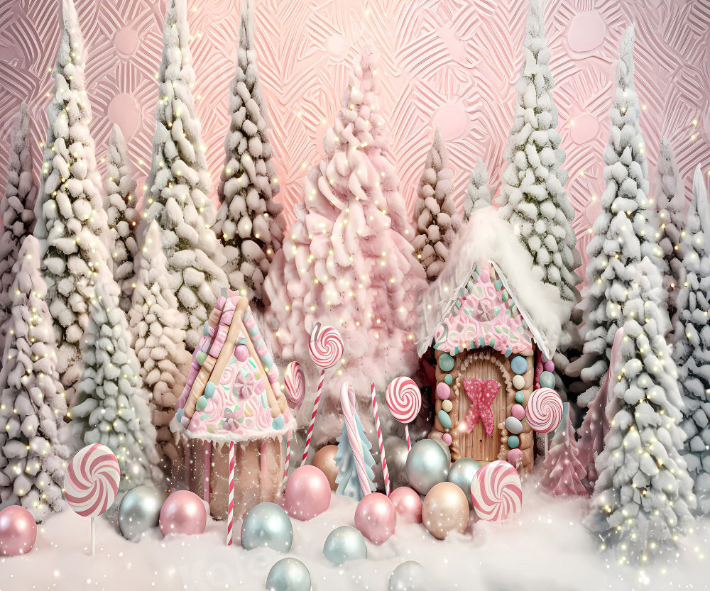 Kate Christmas Tree House Wonderland Backdrop for Photography