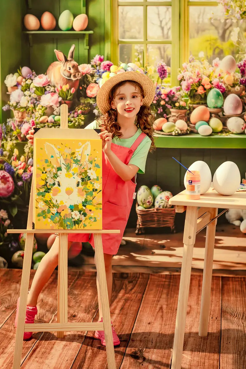 Kate Easter Window Bunny Floral Eggs Backdrop Designed by Emetselch -UK