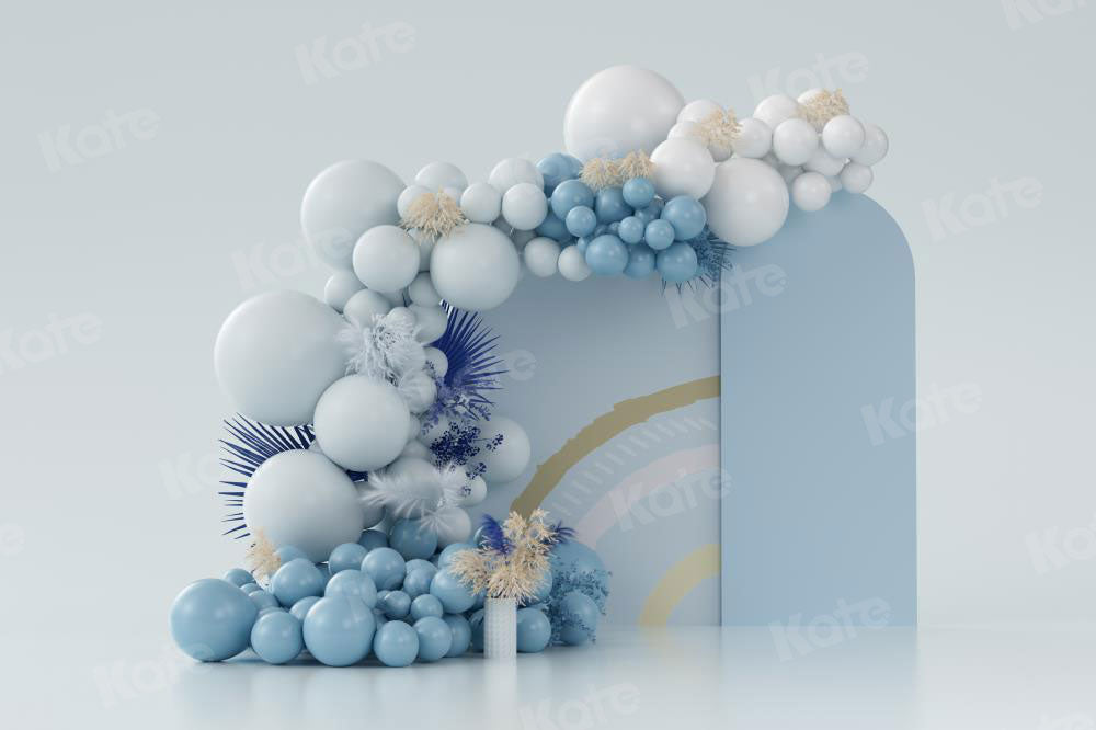 Kate Boho Balloons Fleece Backdrop Blue Cake Smash Designed by Uta Mueller Photography -UK