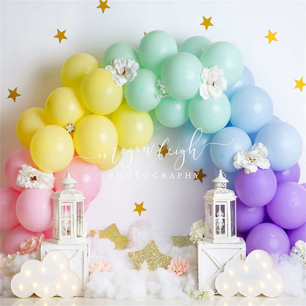 Lightning Deals Kate Dream Balloon Rainbow Backdrop Designed by Megan Leigh Photography -UK