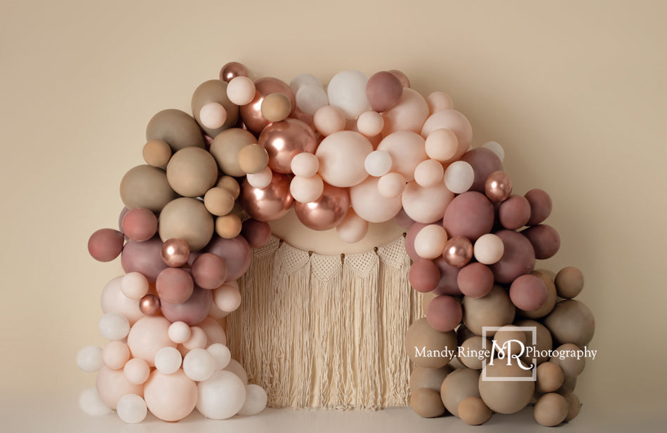Kate Matte Balloon Arch Fleece Backdrop Macrame Wall Hanging Designed by Mandy Ringe Photography