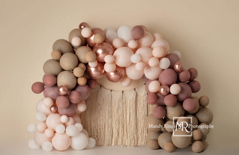 Kate Matte Balloon Arch Fleece Backdrop Macrame Wall Hanging Designed by Mandy Ringe Photography -UK