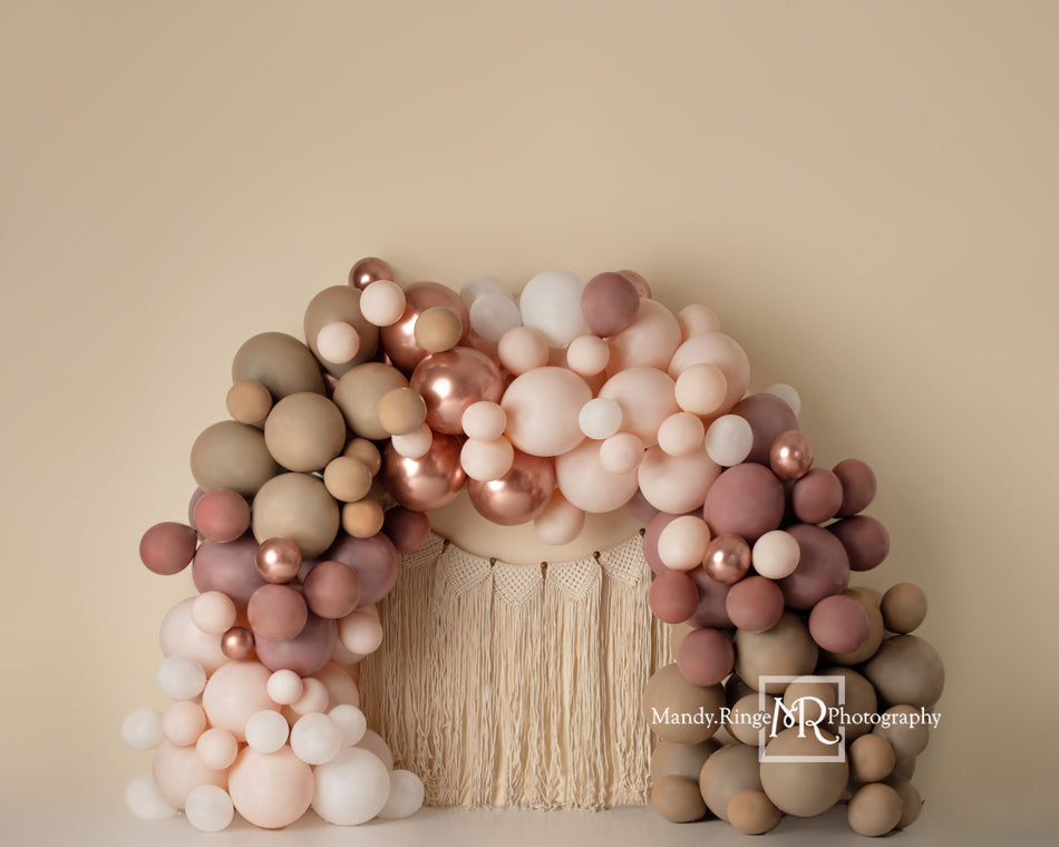 Kate Matte Balloon Arch Fleece Backdrop Macrame Wall Hanging Designed by Mandy Ringe Photography -UK