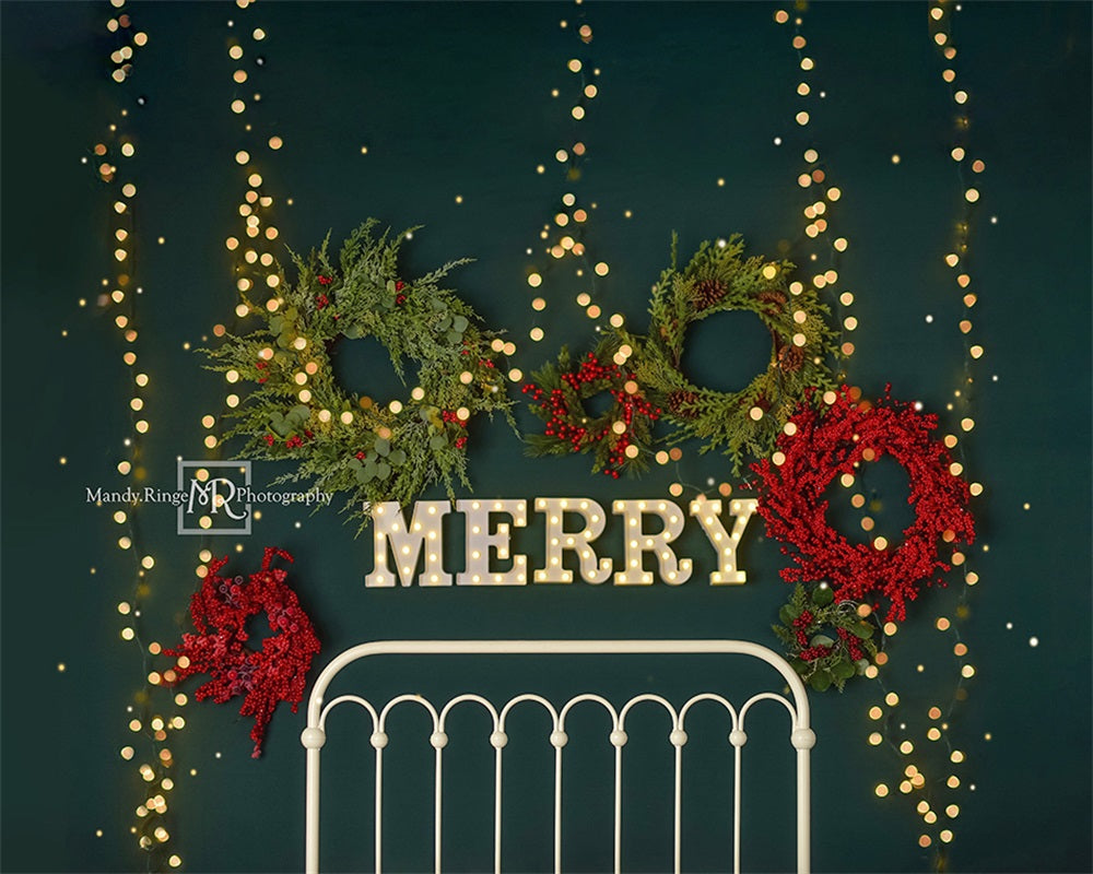 Kate Merry Christmas Fleece Backdrop Sparkle Headboard Designed By Mandy Ringe Photography -UK
