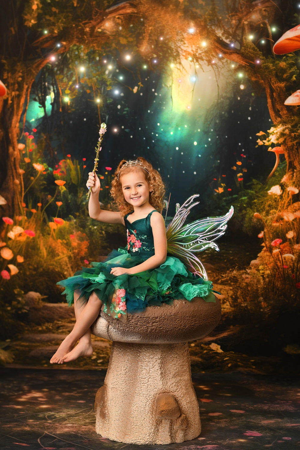Kate Fantasy Firefly Mushroom Forest Backdrop for Photography -UK