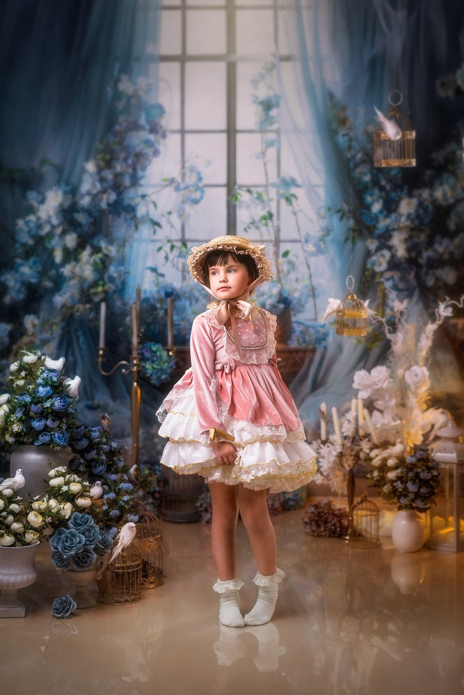 Kate Spring Blue Flower Curtain Window Room Backdrop Designed by Emetselch -UK