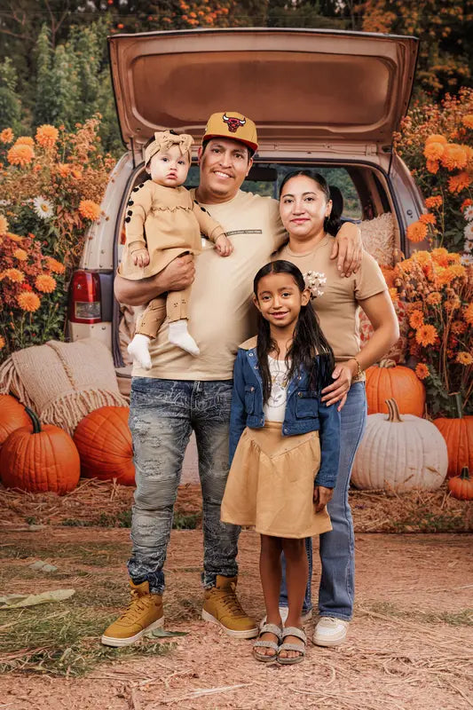 Kate Autumn Pumpkin Truck Hay Bales Backdrop+Earthy Grass Floor Backdrop