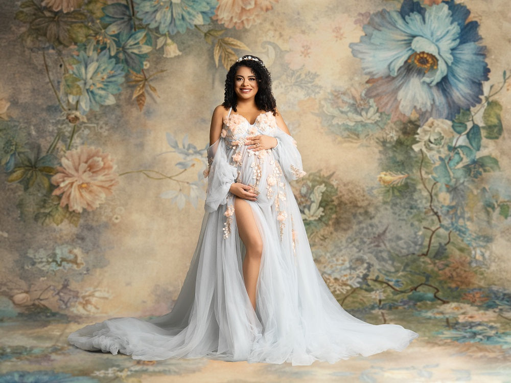 Kate Fine Art Blue Flower Abstract Texture Backdrop Designed by Emetselch