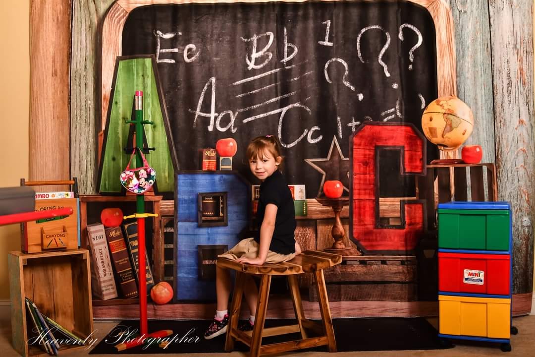 Kate Back to School Summer Blackboard Colorful ABC Fleece Backdrop