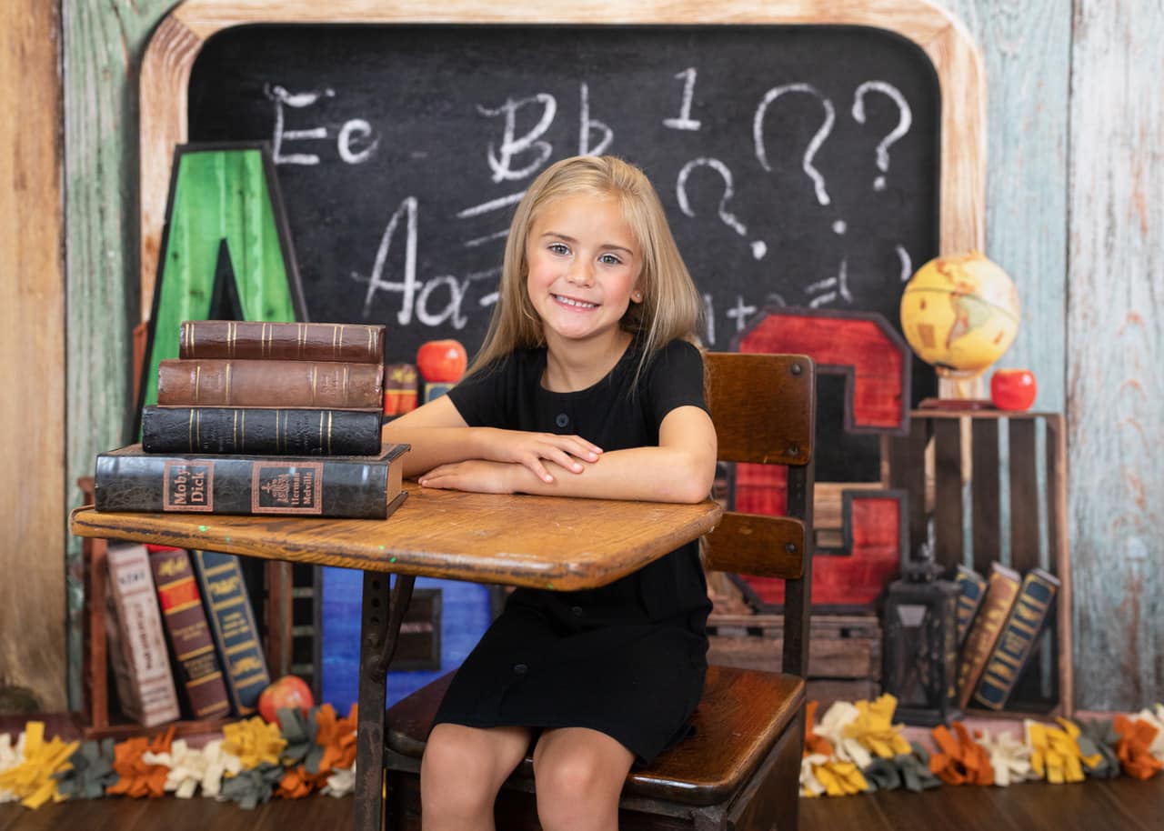 Kate Back to School Summer Blackboard Colorful ABC Fleece Backdrop -UK