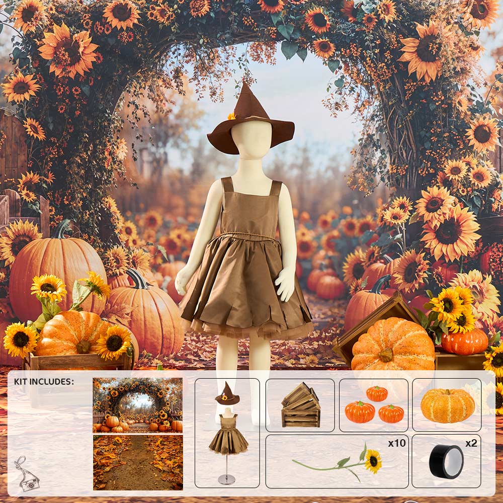 Kate Autumn Sunflowers Arch Pumpkin Photo Kit -UK