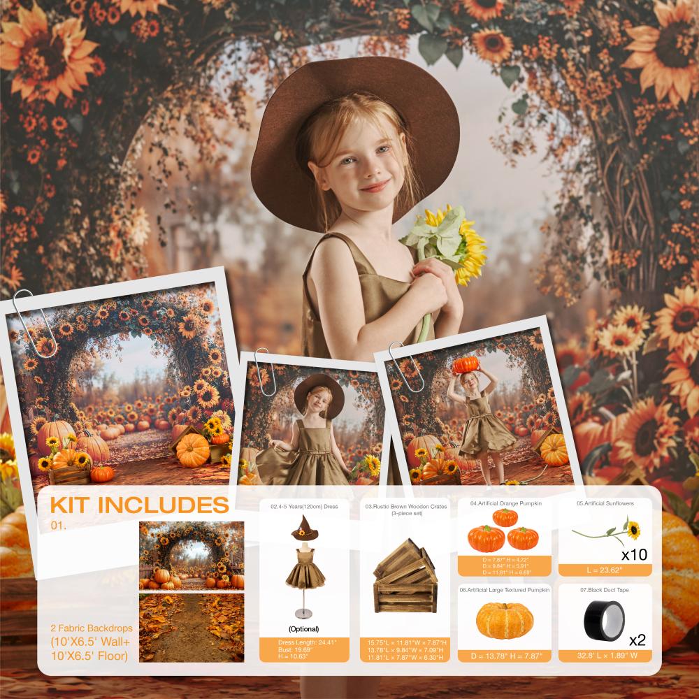 Kate Autumn Sunflowers Arch Pumpkin Photo Kit -UK