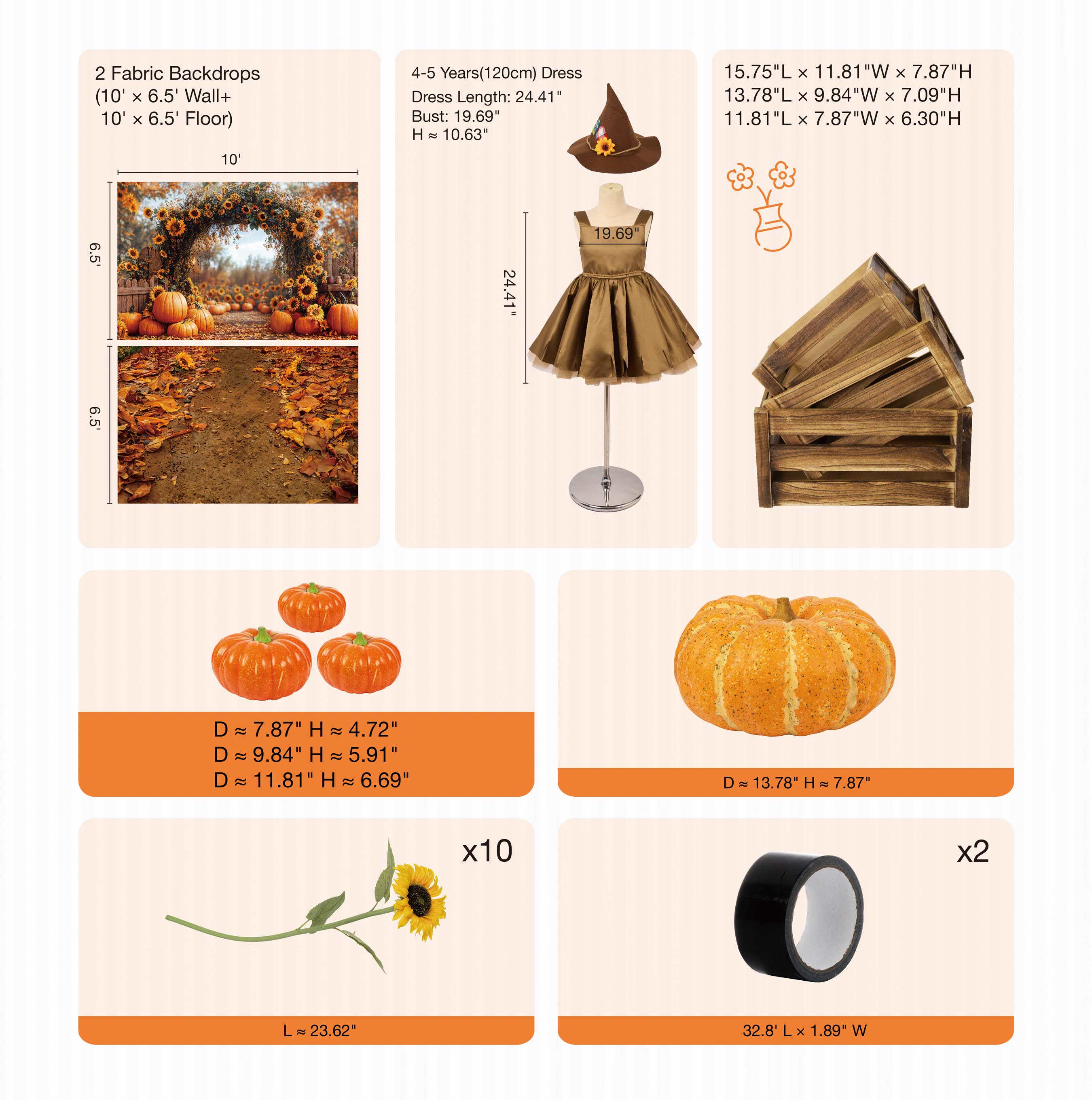 Kate Autumn Sunflowers Arch Pumpkin Photo Kit -UK