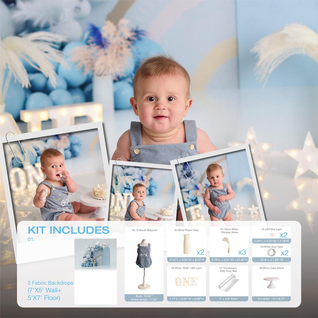 Kate Blue Boho Cake Smash Photo Kit