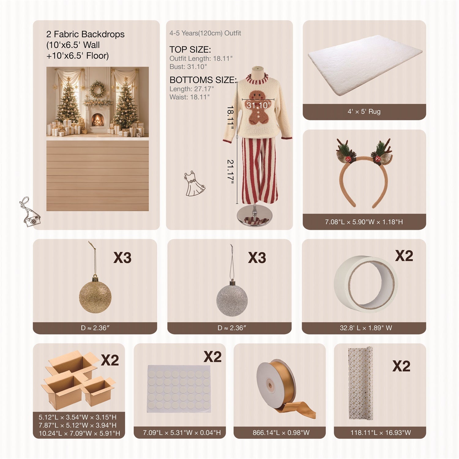 Kate Winter Christmas Tree Gifts Fireplace Photo Kit
