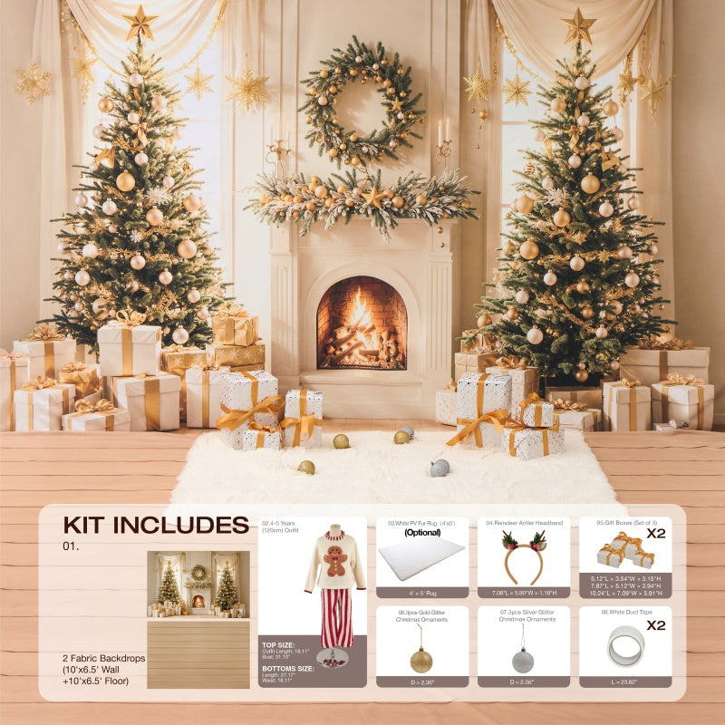 Kate Winter Christmas Tree Gifts Fireplace Photo Kit