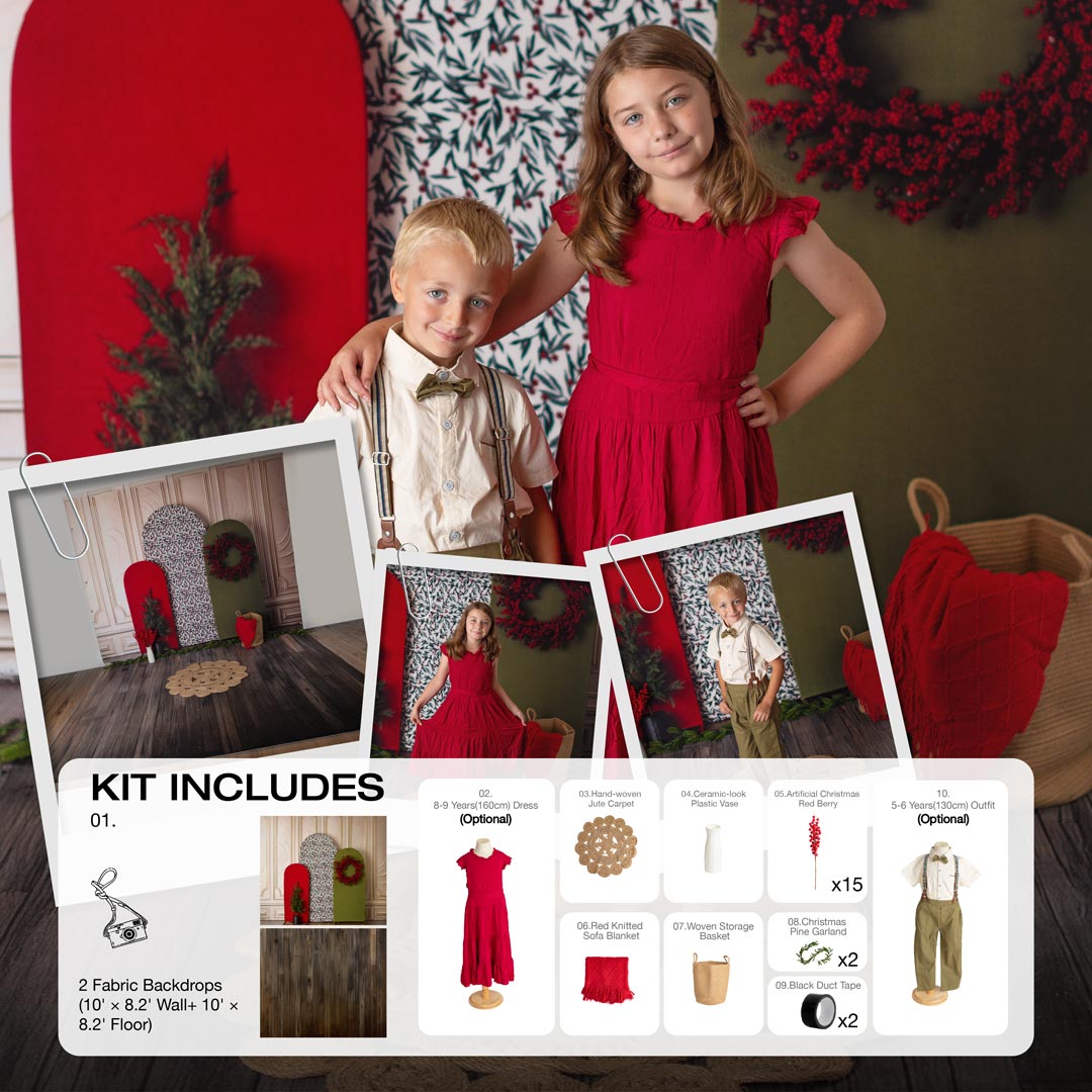 Kate Cozy Boho Christmas Photo Kit Photography Backdrops&Props Themed Bundle