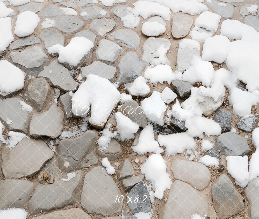 Kate Cobblestone Snow Ground Floor Fleece Backdrop Designed by Kate Image -UK