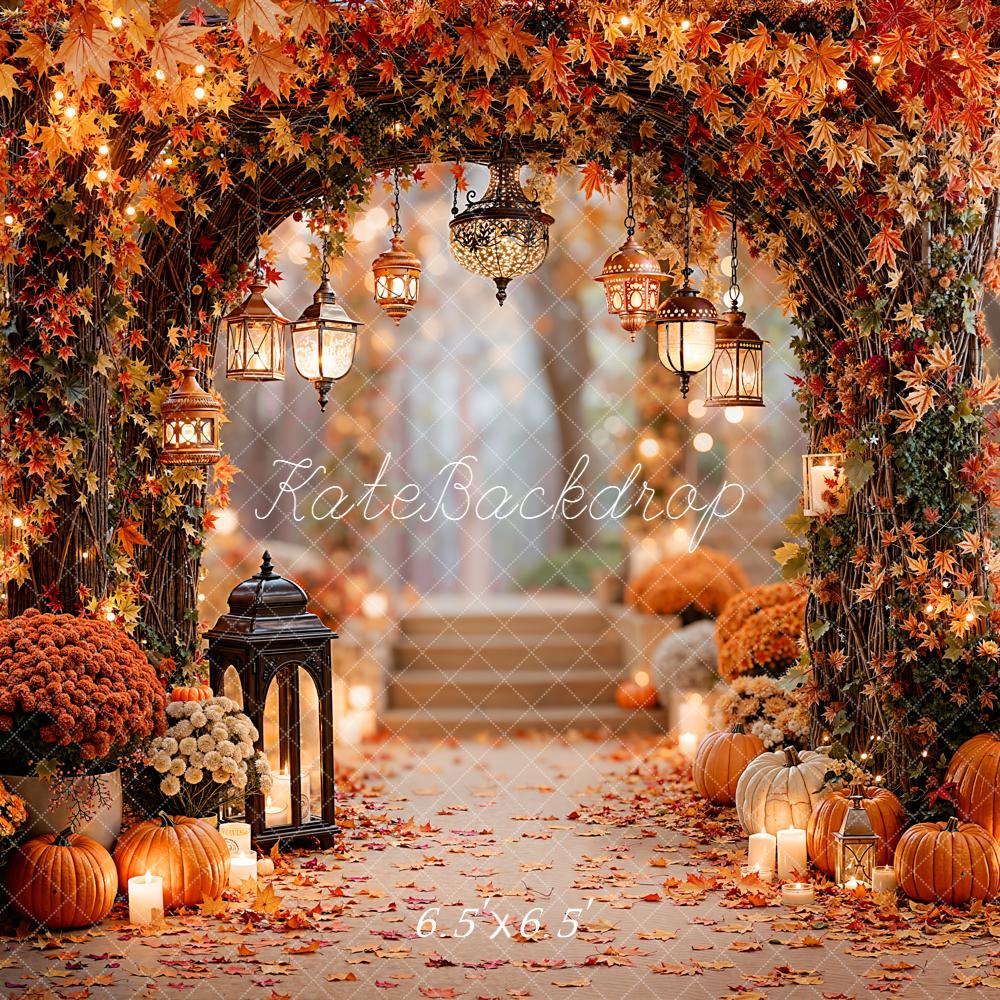 Kate Autumn Flower Arch Pumpkins Lanterns Backdrop Designed by Emetselch -UK