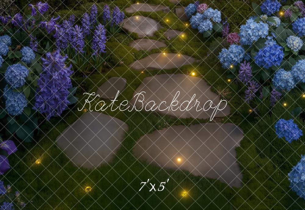 Kate Stone Pathway Floor Purple Blue Floral Backdrop Designed by Kate image