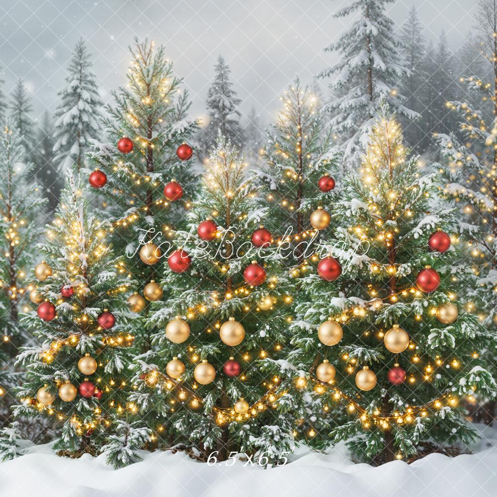 Kate Christmas Snowy Trees Forest Backdrop Designed by Emetselch -UK
