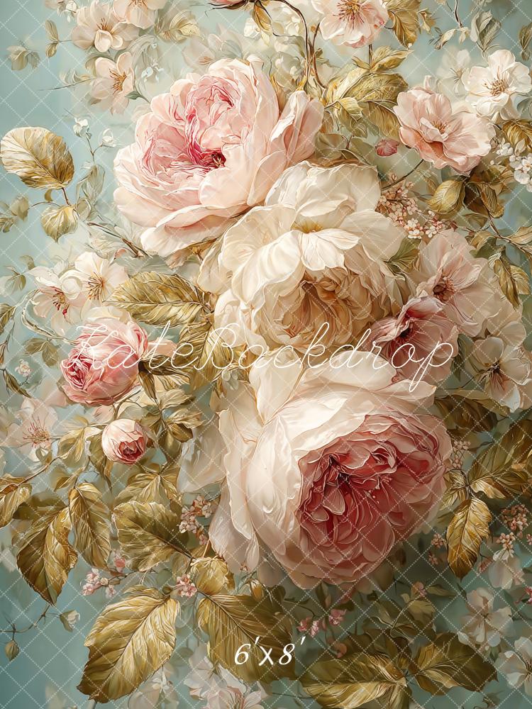 Kate Pastel Flower Roses Leaves Backdrop Designed by Emetselch