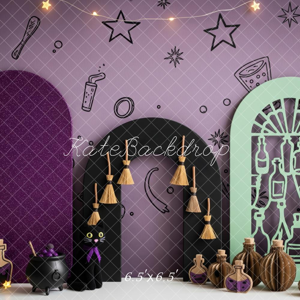 Kate Halloween Potions Stars Purple Backdrop Designed by Patty Robert