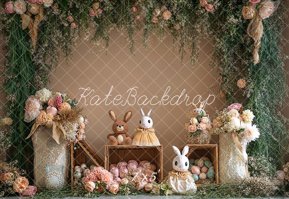 Kate Easter Bunny Floral Arch Eggs Backdrop Designed by Emetselch