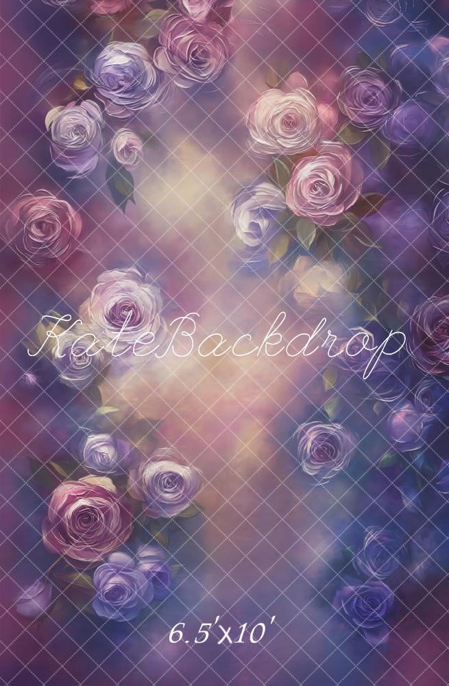 Kate Floral Roses Purple Fleece Backdrop Designed by Emetselch -UK
